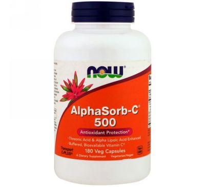 Now Foods, AlphaSorb-C 500, 180 вегетарианских капсул
