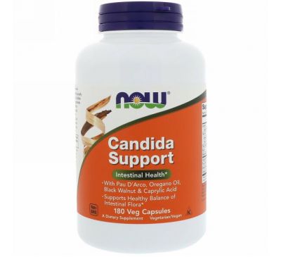Now Foods, Candida Support, 180 растительных капсул