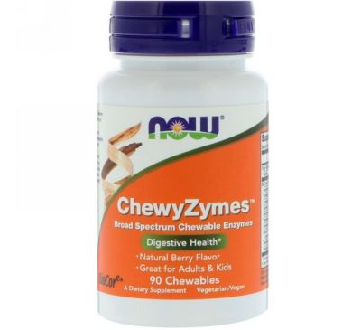 Now Foods, ChewyZymes, натуральный ягодный вкус, 90 жевательных таблеток