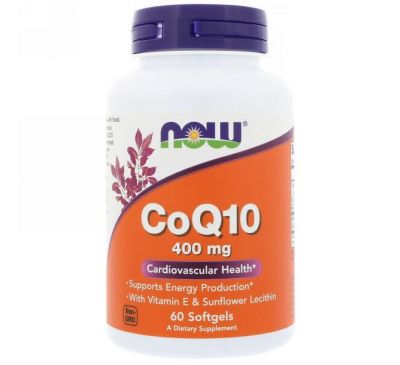 Now Foods, CoQ10, 400 мг, 60 мягких желатиновых капсул