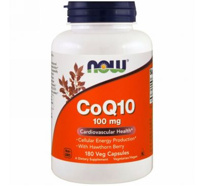 Now Foods, CoQ10, With Hawthorn Berry, 100 mg, 180 Veggie Caps
