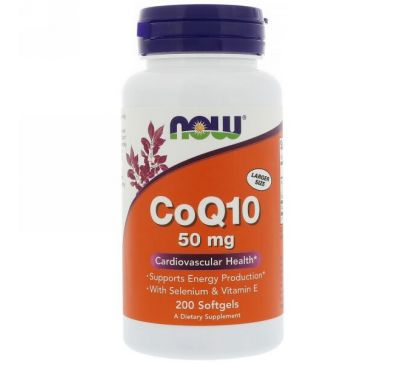 Now Foods, CoQ10 With Selenium and Vitamin E, 50 mg, 200 Softgels
