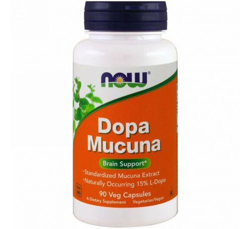 Now Foods, Dopa Mucuna, 90 растительных капсул