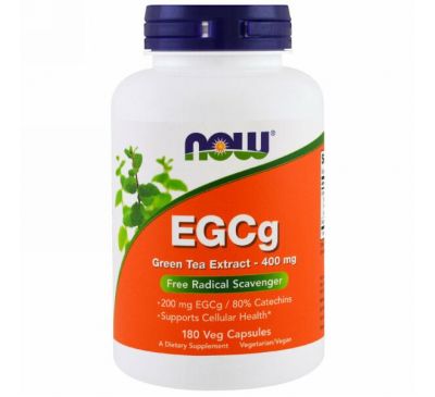 Now Foods, EGCg, экстракт зеленого чая, 400 мг, 180 растительных капсул