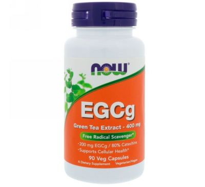 Now Foods, EGCg, экстракт зеленого чая, 400 мг, 90 растительных капсул