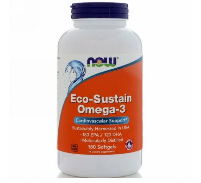 Now Foods, Eco-Sustain Omega-3, 180 мягких таблеток