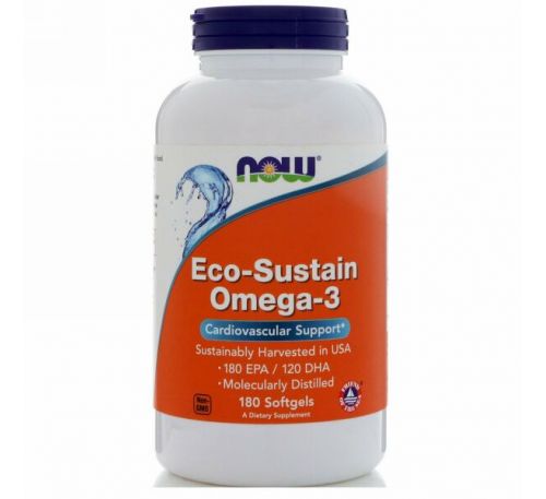 Now Foods, Eco-Sustain Omega-3, 180 мягких таблеток