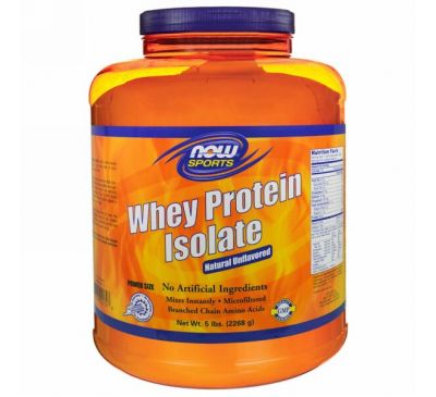 Now Foods, Изолят сывороточного протеина для спортсменов с натуральным вкусом, 5 фунтов (2268 г)