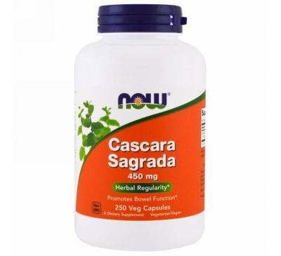 Now Foods, Каскара саграда (крушина), 450 мг, 250 вегетарианских капсул