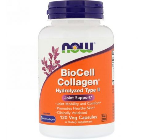 Now Foods, Коллаген BioCell гидролизованный II типа, 120 вегетарианских капсул