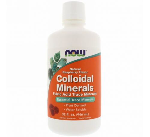 Now Foods, Коллоидные минералы, с натуральным вкусом малины, 32 жидких унций (946 мл)