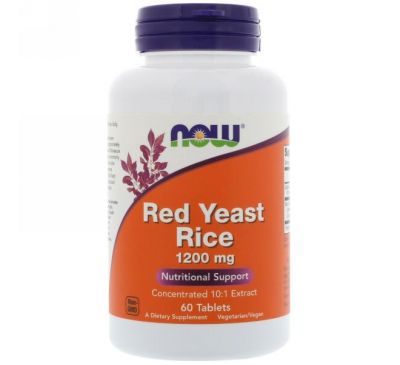 Now Foods, Красный ферментированный рис, 1200 мг, 60 таблеток