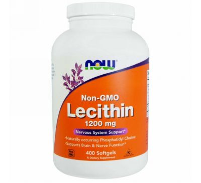 Now Foods, Лецитин без ГМО, 1200 мг, 400 мягких таблеток
