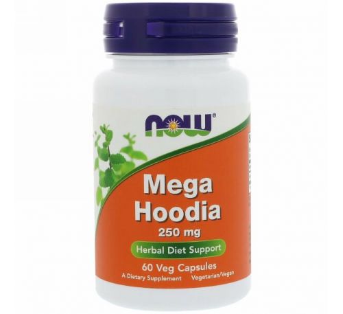 Now Foods, Mega Hoodia, 250 мг, 60 вегетарианских капсул