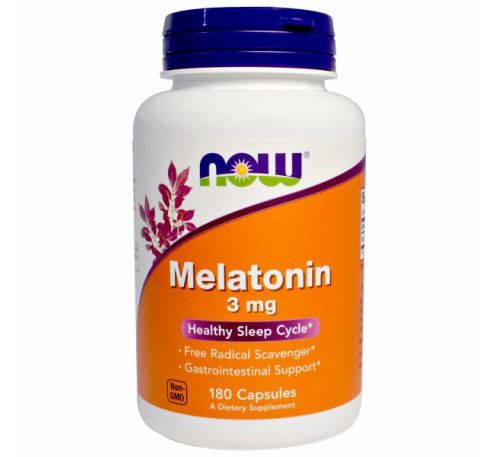 Now Foods, Мелатонин, 3 мг, 180 капсул