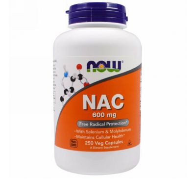Now Foods, NAC, 600 мг, 250 растительных капсул