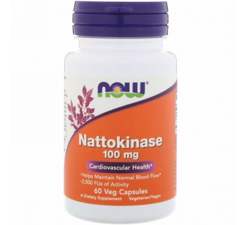 Now Foods, Наттокиназа, 100 мг, 60 капсул растительного происхождения