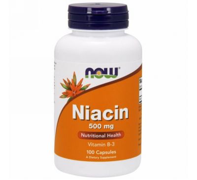Now Foods, Ниацин, 500 мг, 100 капсул