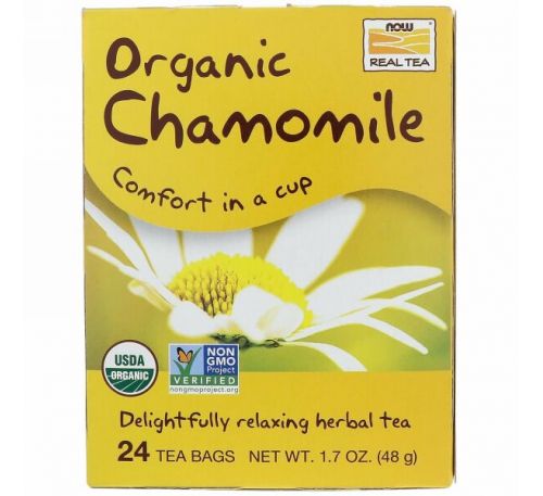 Now Foods, Organic Real Tea, Chamomile, 24 Tea Bags, 2 g Each