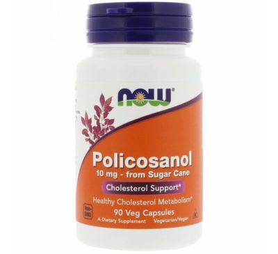 Now Foods, Поликосанол, 10 мг, 90 растительных капсул