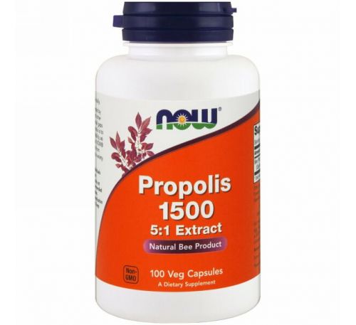 Now Foods, Прополис 1500, 300 мг, 100 растительных капсул