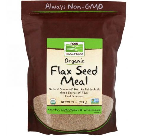 Now Foods, Real Food, органические сырые семена льна, несоленые, 624 г