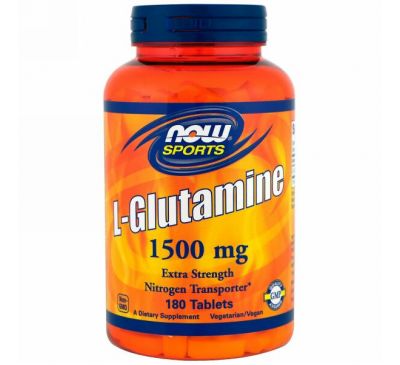 Now Foods, Спортивная серия, L-глутамин, 1500 мг, 180 таблеток