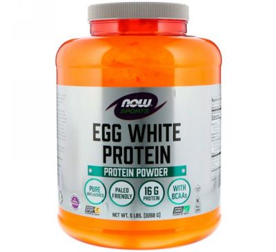 Now Foods, Sports, порошковый протеин яичного белка Egg White Protein Powder, 5 фунтов (2268 г)
