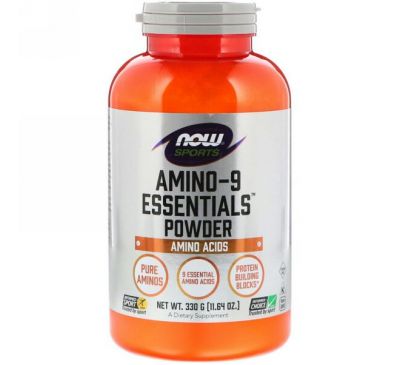 Now Foods, Sports, порошок Amino-9 Essentials, 11,64 унции (330 г)