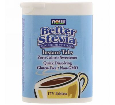 Now Foods, Стевия (Better Stevia), Подсластитель без калорий в растворимых таблетках, 175 таблеток