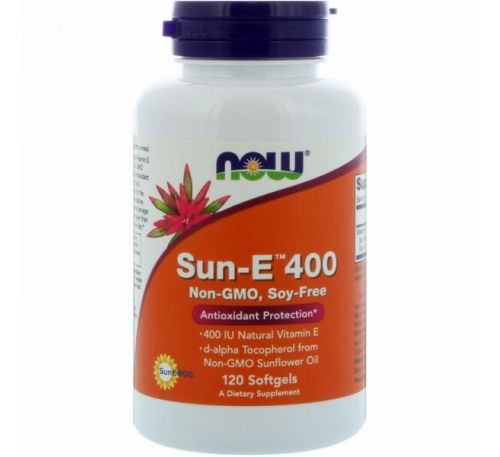 Now Foods, Sun-E 400, 120 мягких желатиновых капсул