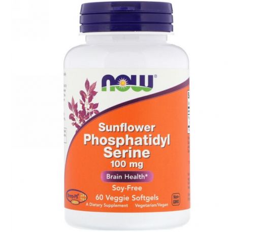 Now Foods, Sunflower Phosphatidyl Serine, 100 mg,  60 Veggie Softgels