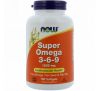 Now Foods, Super Omega 3-6-9, 1200 мг, 180 мягких таблеток