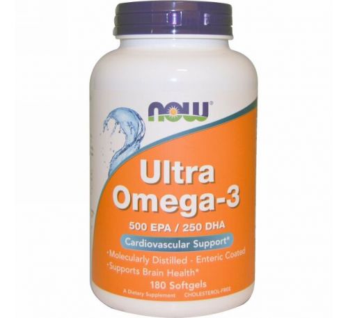 Now Foods, Ultra Omega-3, 500 ЭПК/250 ДГК, 180 мягких таблеток