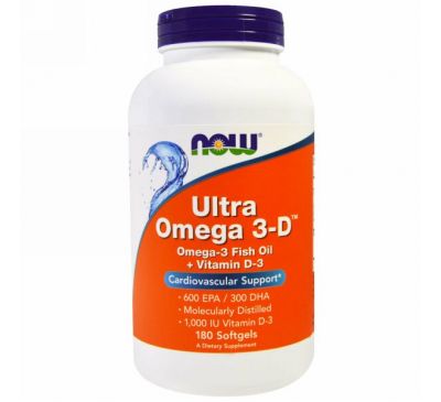 Now Foods, Ultra Omega 3-D, 180 желатиновых капсул
