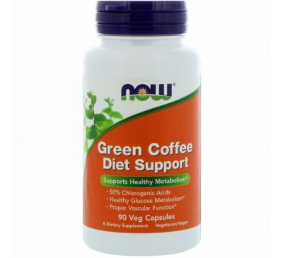 Now Foods, Зеленый кофе для пищевой поддержки, 90 капсул на растительной основе