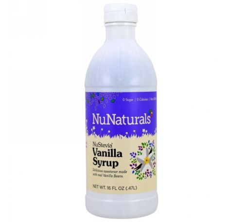 NuNaturals, NuStevia, ванильный сироп, 16 жидких унций (47 л)