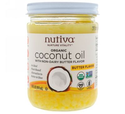 Nutiva, Органическое кокосовое масло, со вкусом сливочного масла, 14 ж. унц. (414 мл)