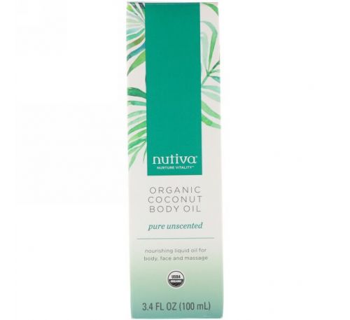 Nutiva, Органическое кокосовое масло для тела, Чистое, без отдушек, 3,4 ж. унц.(100 мл)