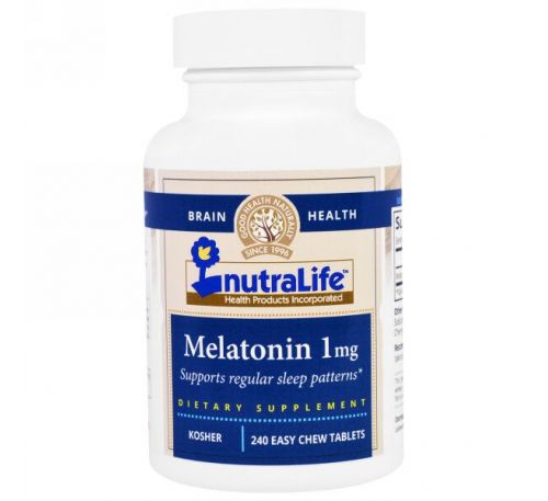 NutraLife, Мелатонин, 1 мг, 240 легко разжевываемых таблеток