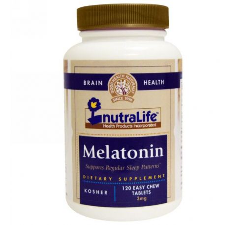 NutraLife, Мелатонин, 3 мг, 120 легкоразжевываемых таблеток