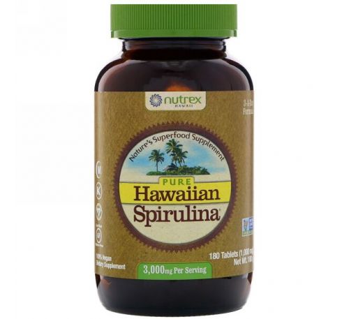 Nutrex Hawaii, Чистая гавайская спирулина, 3 000 мг, 180 таблеток