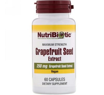 NutriBiotic, Экстракт семян грейпфрута, 250 мг, 60 капсул