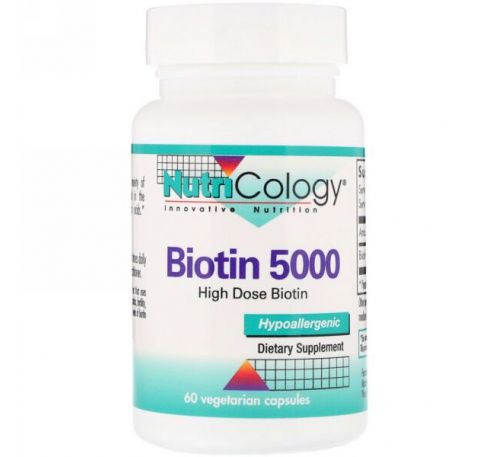Nutricology, Биотин 5000, 60 вегетарианских капсул