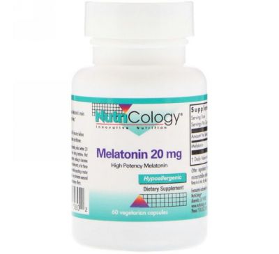 Nutricology, Мелатонин, 20 мг, 60 вегетарианских капсул