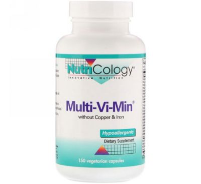 Nutricology, Мультивитамины Multi-Vi-Min без меди и железа, 150 растительных капсул