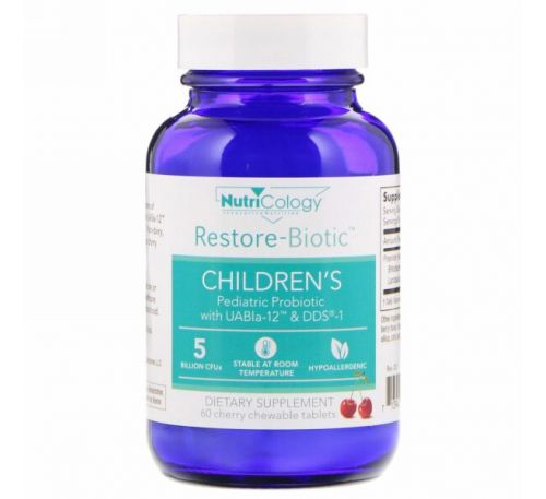 Nutricology, Restore-Biotic Children's, 60 Cherry Chewable Tablets