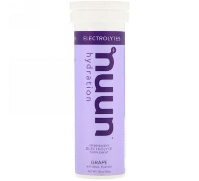 Nuun, Шипучая электролитная добавка с виноградом, 10 таблеток