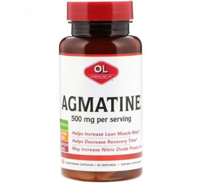 Olympian Labs Inc., Агматин, 500 мг, 60 вегетарианских капсул