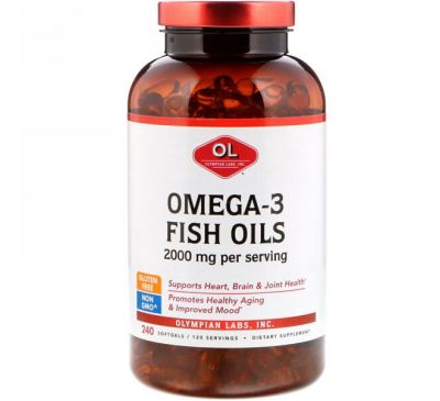 Olympian Labs Inc., Омега-3 рыбий жир 2000 мг, 240 мягких капсул